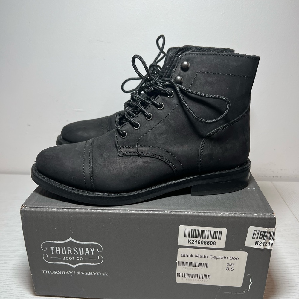 Thursday Boot Co. Captain Black Matte Leather Women’s Size 8.5 NIB